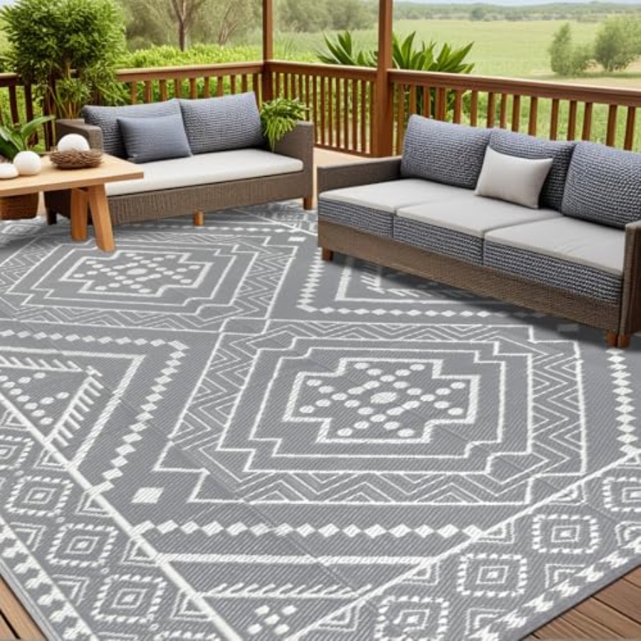 Outdoor Camping Decke - Waterproof Outdoor Rug 9x12 ft, Reversible