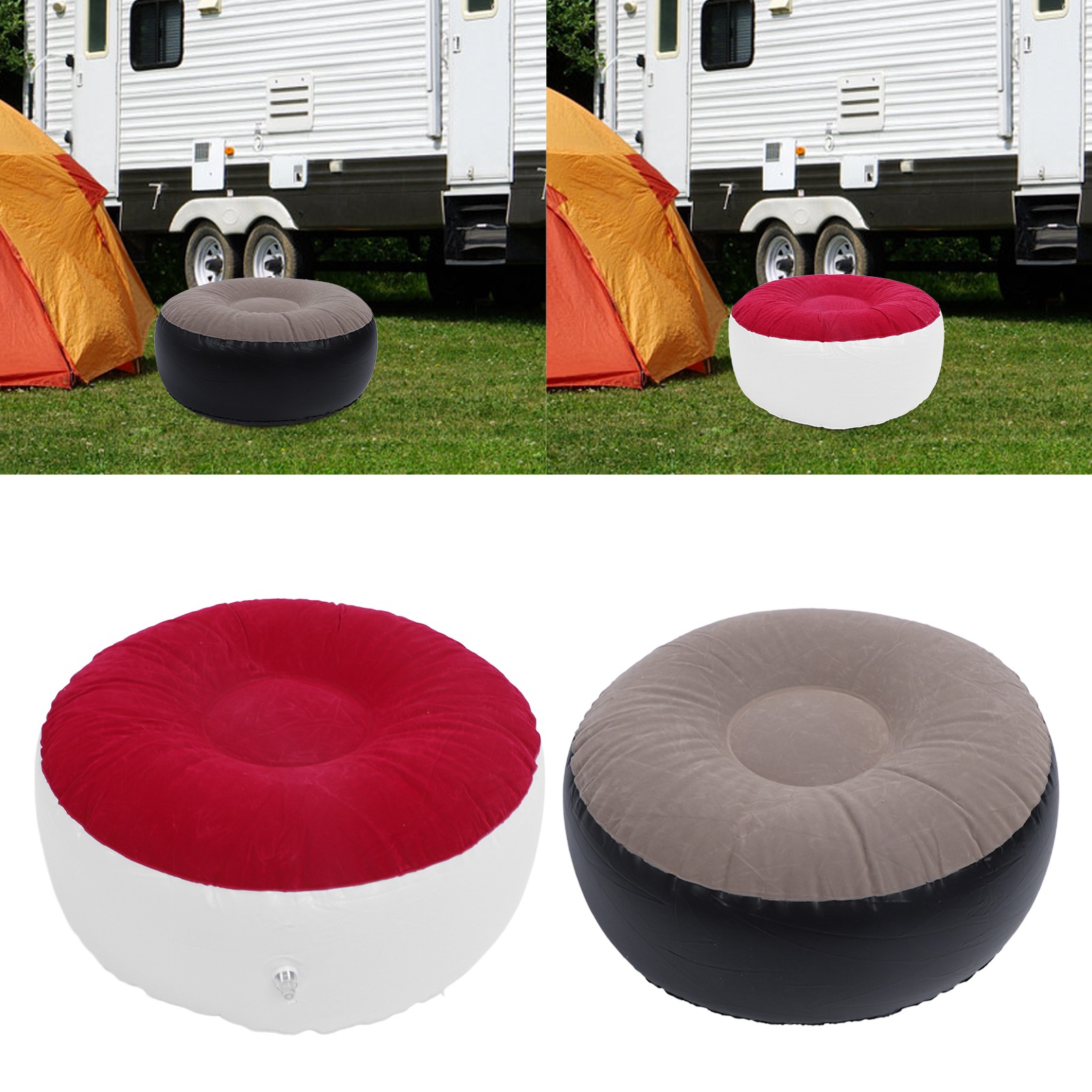 Outdoor Camping Furniture - Inflatable Flocking Stool Multipurpose Lightweight Portable