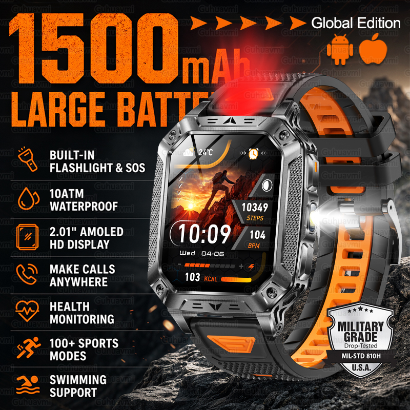 Outdoor Camping Japan - New 1500mAh Military Outdoor Smartwatch For
