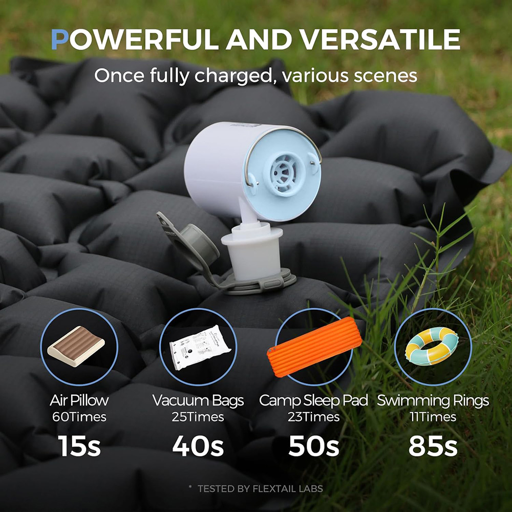 Outdoor Inflatable Camping Tent With Air Pump - FLEXTAIL Portable Air Pump, Mini Camping