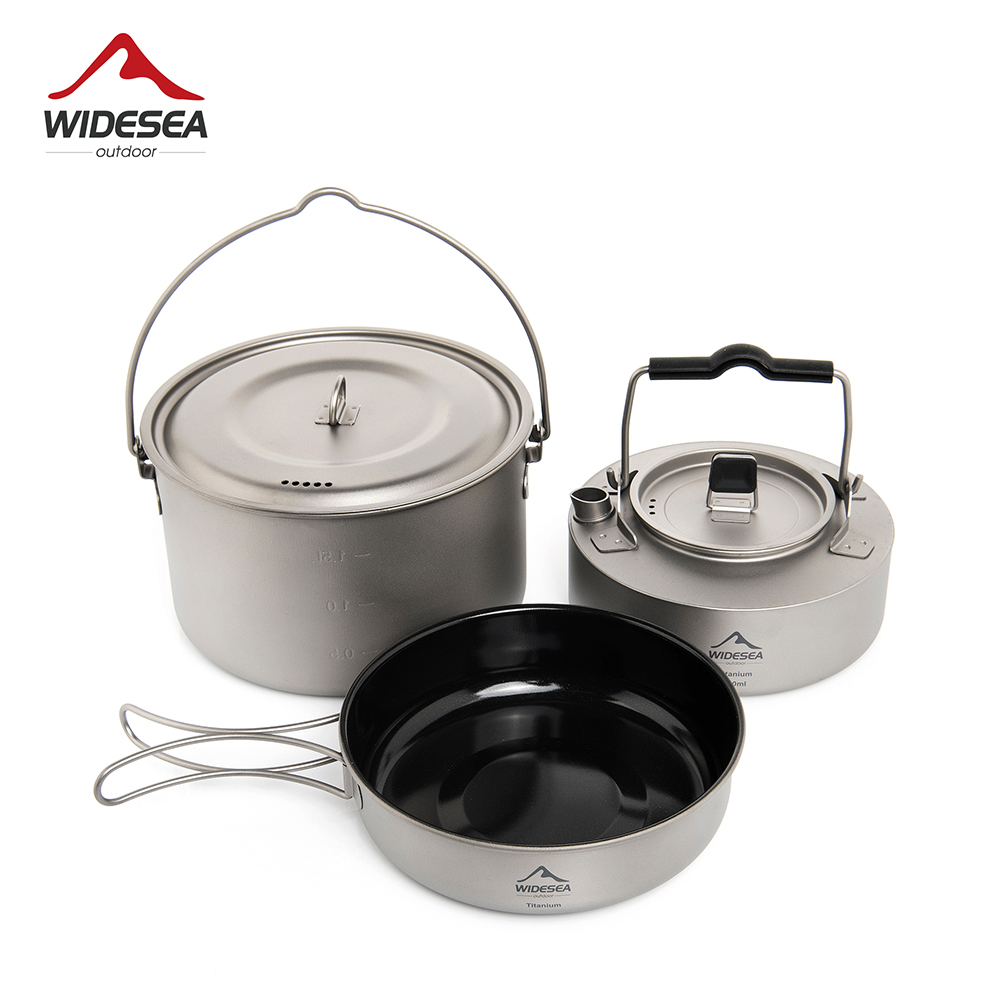 Outdoor Camping Kettle - Widesea Ultralight Titanium Camping Cookware Set