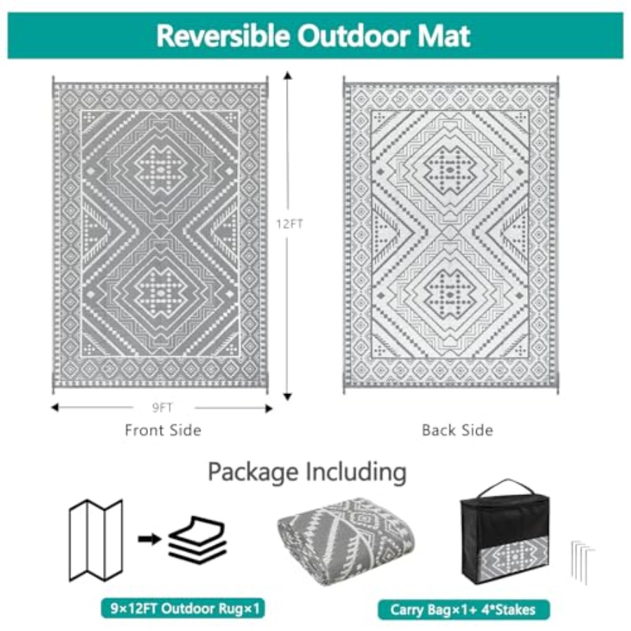 Waterproof Outdoor Rug 9x12 ft - đánh giá và giá Outdoor Camping Decke