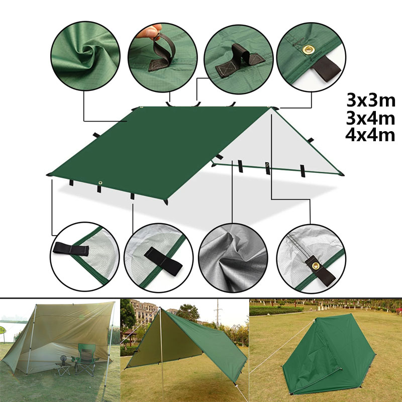4x4m 4x3m 3x3m 19 Hang Points  - đánh giá và giá Waterproof Tarp Shelter