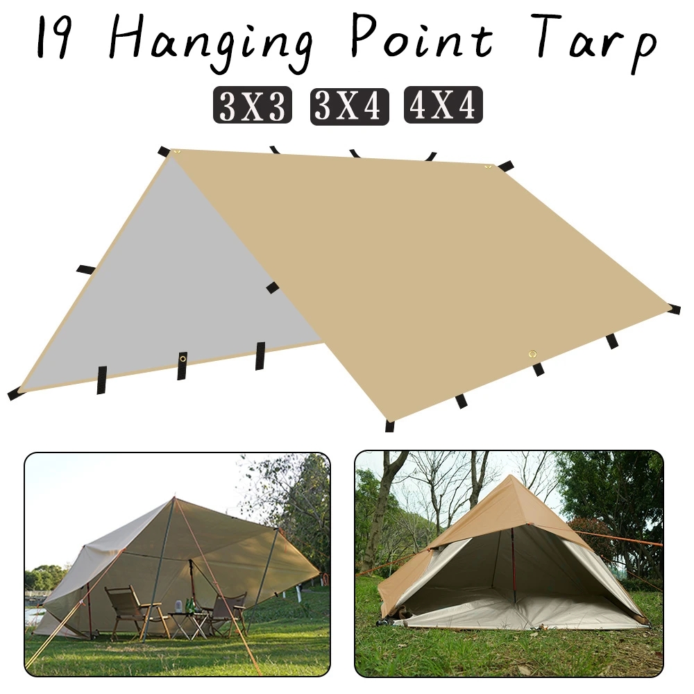 4x4m 4x3m 3x3m 19 Hang Points  - đánh giá và giá Waterproof Tarp Shelter
