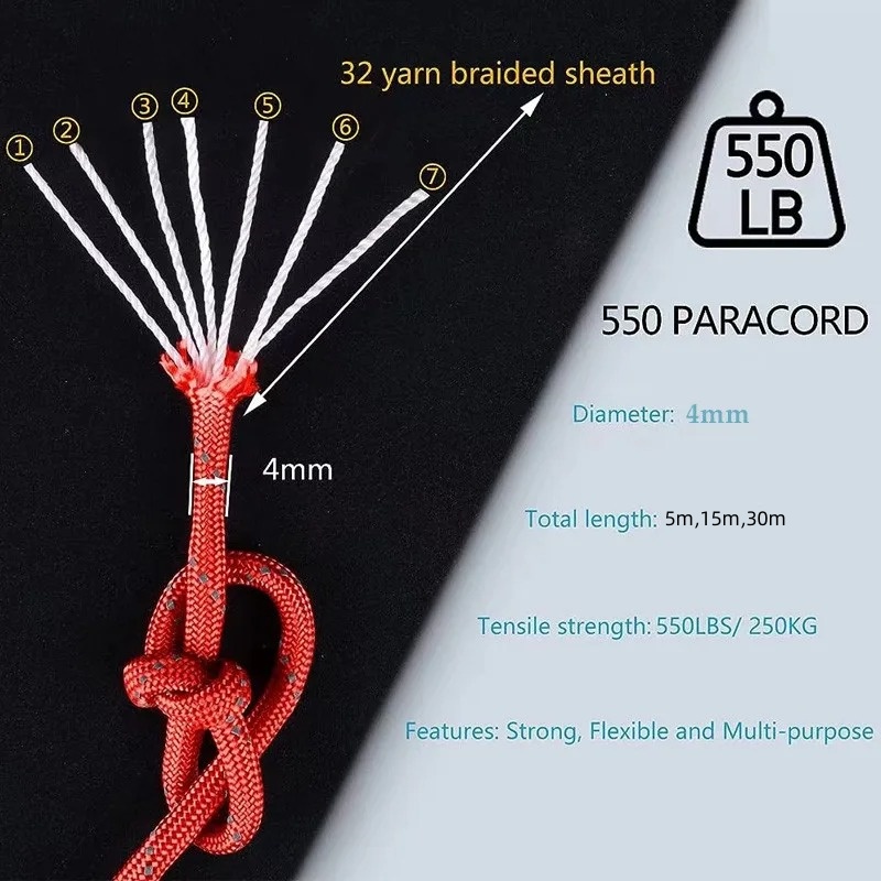 Reflective Paracord 550 Milita - đánh giá và giá Outdoor Camping Extension Cord