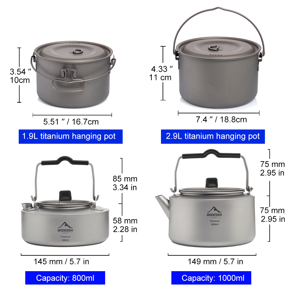 Widesea Ultralight Titanium Ca - đánh giá và giá Outdoor Camping Kettle
