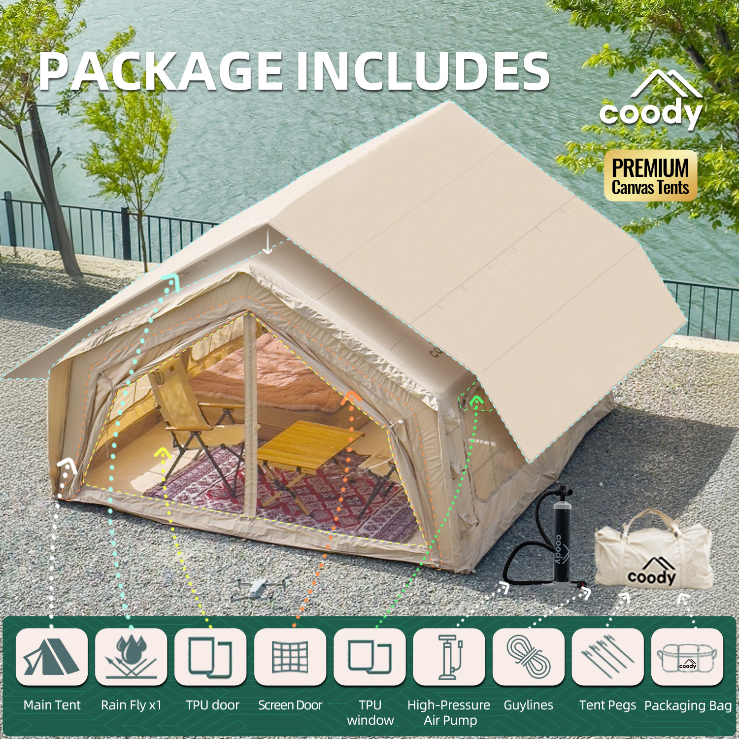 Coody 13.6 Air Tent-Beige Infl - đánh giá và giá Outdoor Camping And Glamping