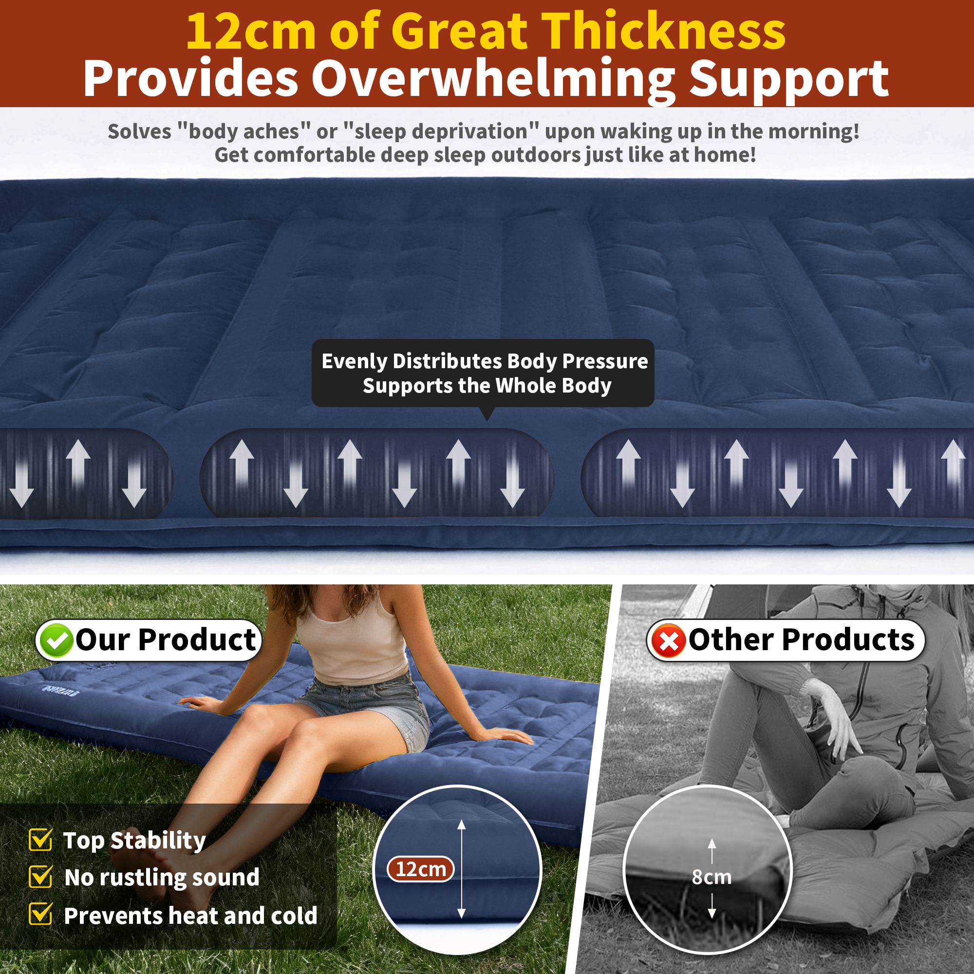 MAPLEAF 12cm Air Mattress Camp - đánh giá và giá Outdoor Inflatable Camping Tent With Air Pump