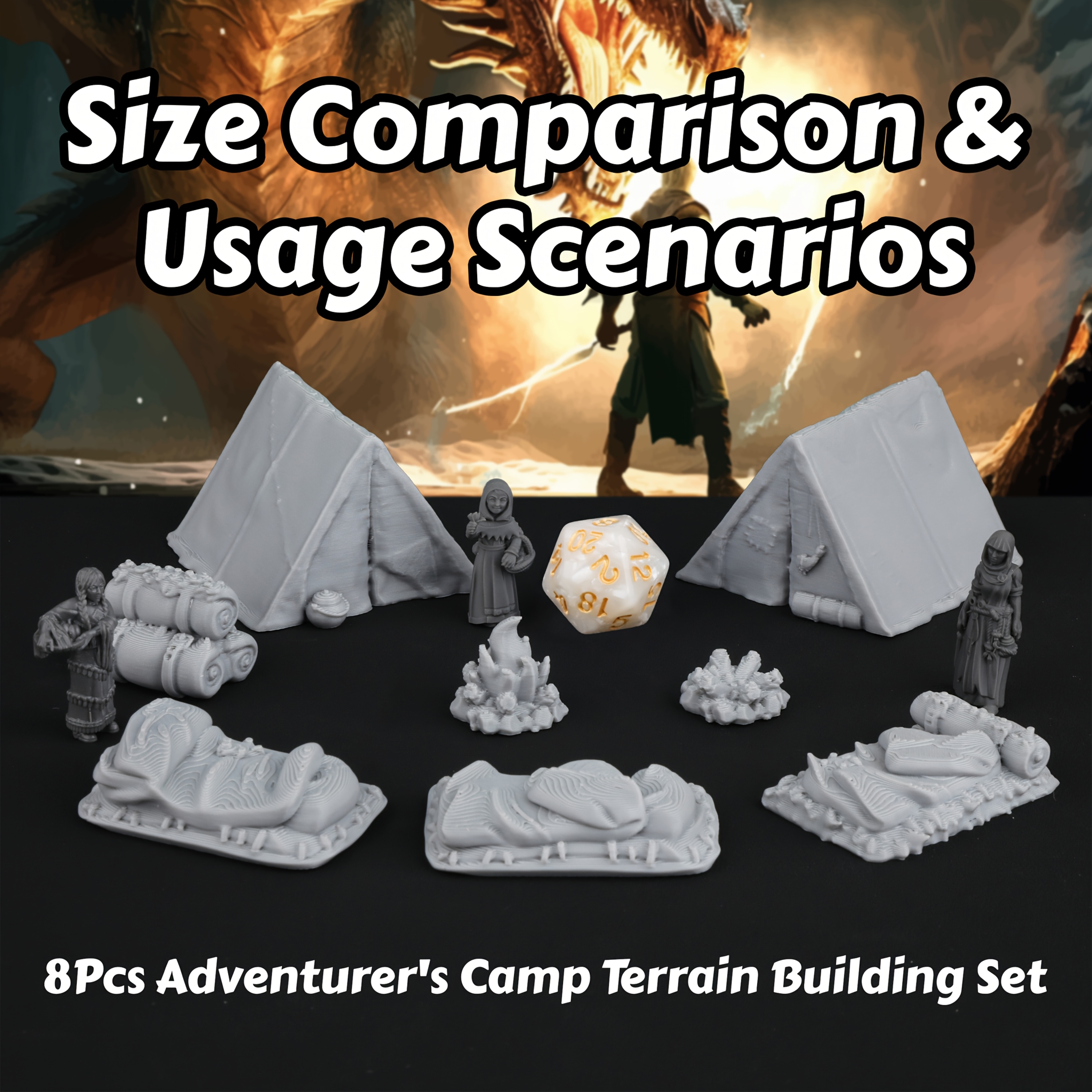 8pcs RPG Adventurer's Camp Min - đánh giá và giá Outdoor Camping Games